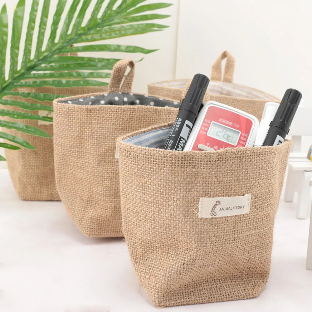 Ретро Стиль Хлопок Лен подвесные корзины для хранения джут с хлопковой