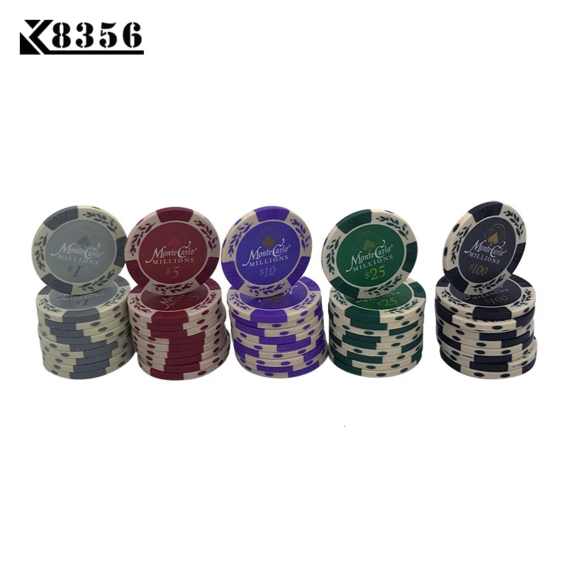 K8356 25 шт./лот доллар пшеничной пленки глиняные чипы монеты Baccarat Texas Hold'em Цвет Корона глина покерные игровые чипы Pokerstars 14 г