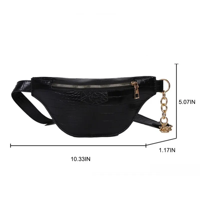 

Fashion Women Chain Fanny Pack Banana Waist Bag New Brand Belt Bag Women Waist Pack PU Leather Chest Bag Belly Bag Black Pink