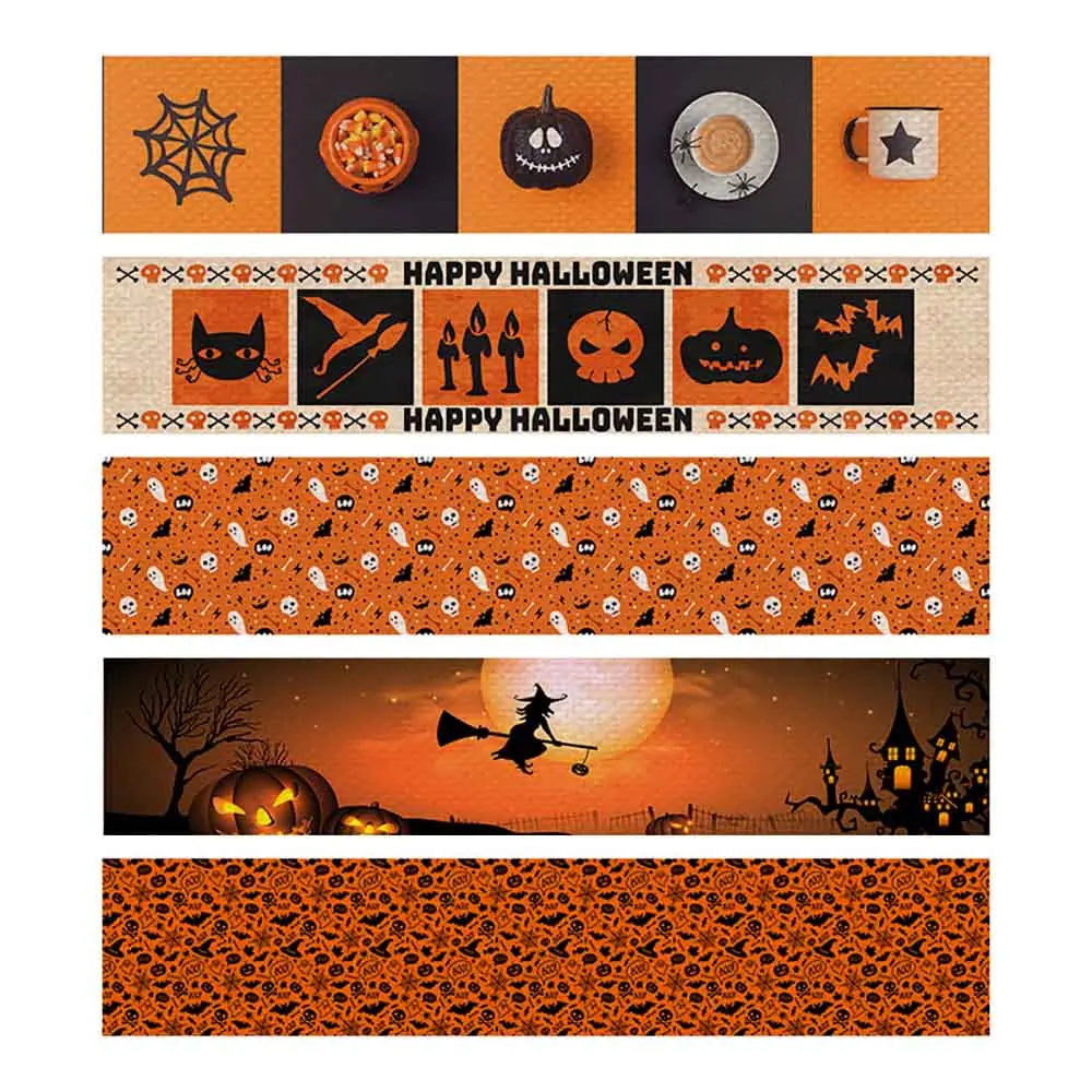 

2Pcs 2021 New Halloween Table Runner Table Cloth Decoration Table Cover for Halloween Party Decorations Props 8 Colors