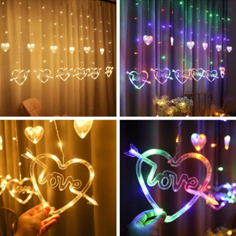 

Сказочная гирлянда Chkok в форме сердца, декоративная занавеска, светящиеся светодиодные огни, украшение для дома, освещение для свадьбы и Рож...