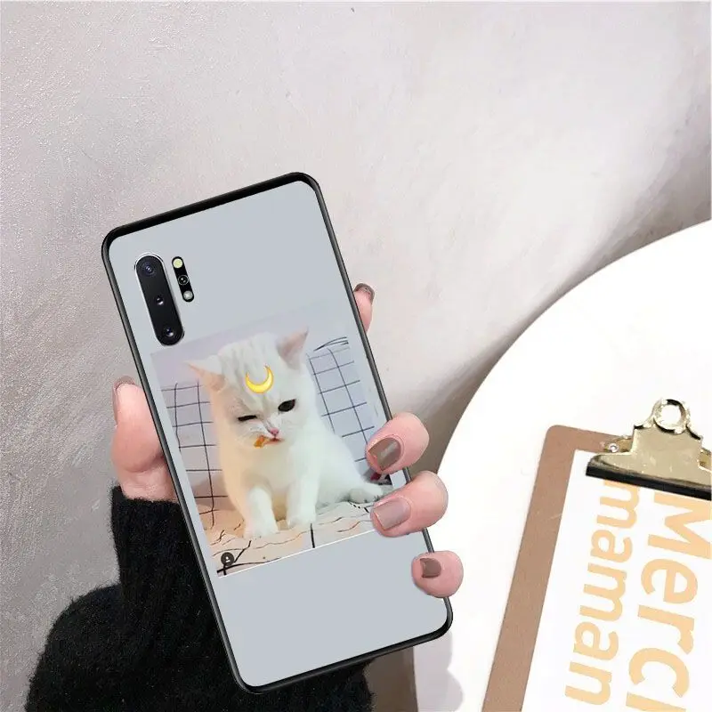 Мягкий черный чехол для телефона с милым забавным котенком Samsung Galaxy S6 S6edge Note3 4 5 note