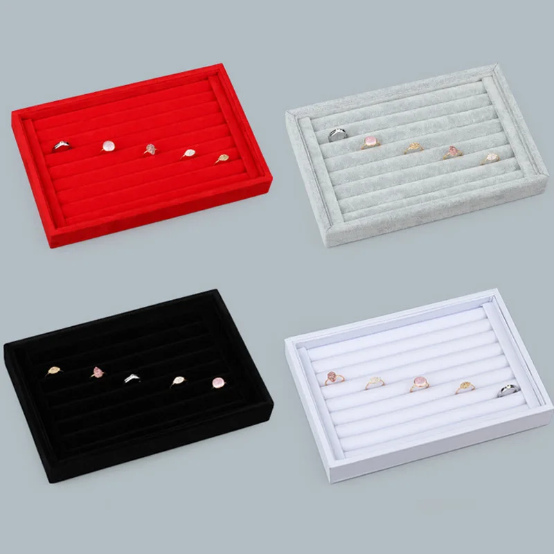 

Wholesale Flat and Rings Holder Tray Jewelry Display Jewellery Organizer Women Earrings Gift Box Various Material Color Options