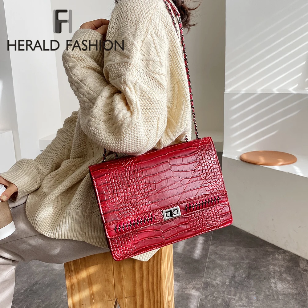 Женская сумка мессенджер с крокодиловым узором модная простая кожаная сумочка