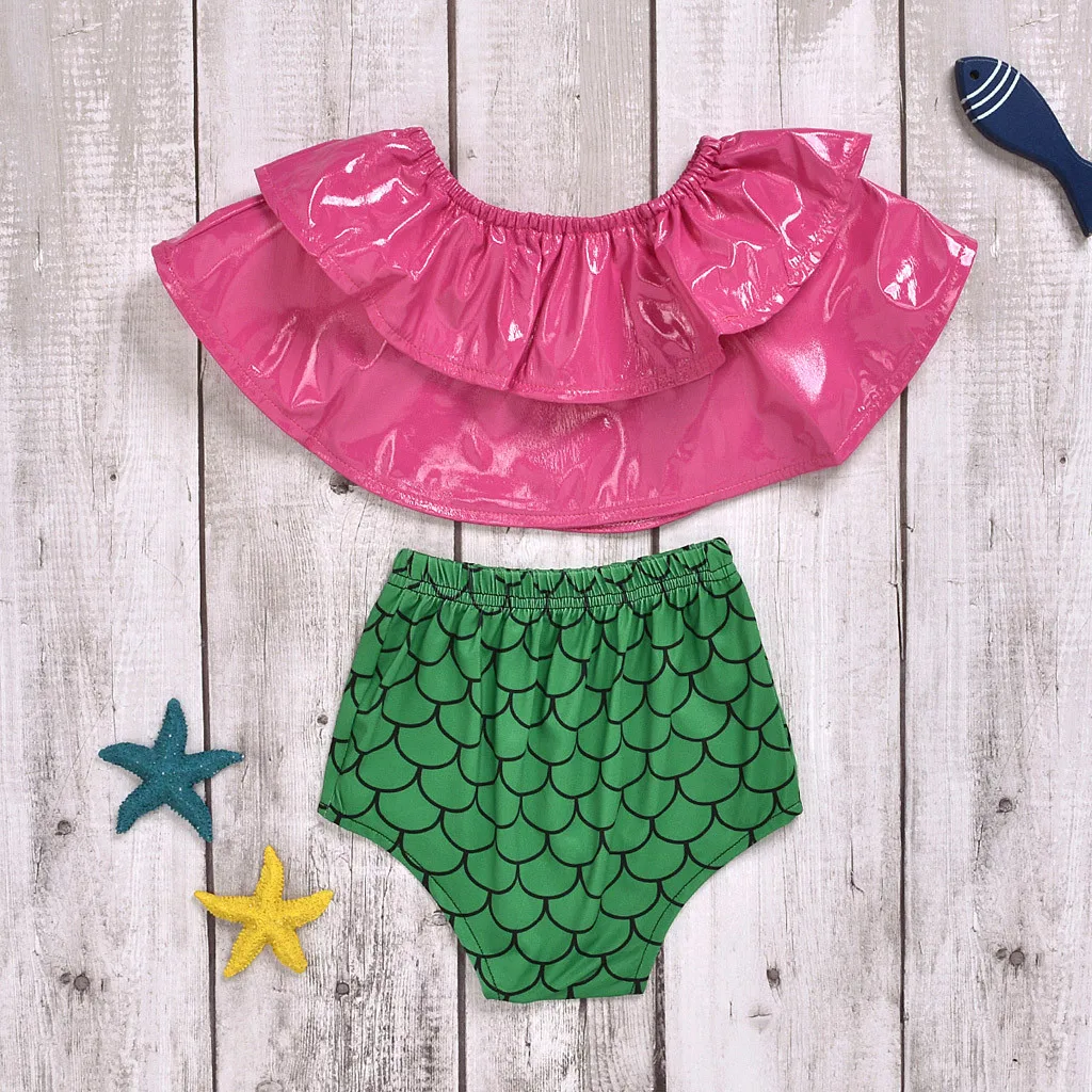 Летняя одежда для купания маленьких девочек бандажный купальник-бикини с