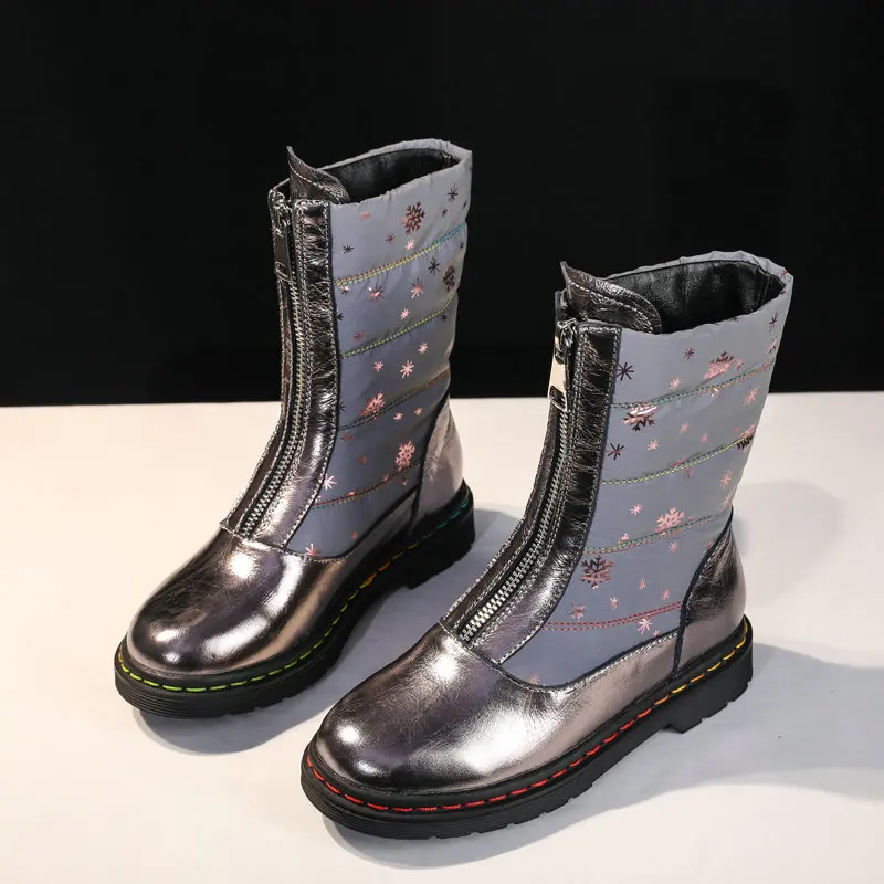 

ISSIENA 2021 Fashion Children Winter Warm Boots PU Patent Leather Kids Zipper Rubber Boots Baby Girls Mid Calf Boots Size 28-39