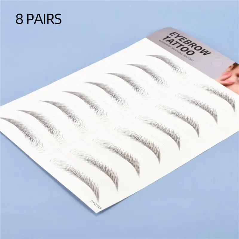 8 pairs Eyebrow Tattoo Sticker Hair-like Natural Brows Look Makeup Waterproof Long Lasting Easy to Wear Adhesive False Eyebrows | Красота и