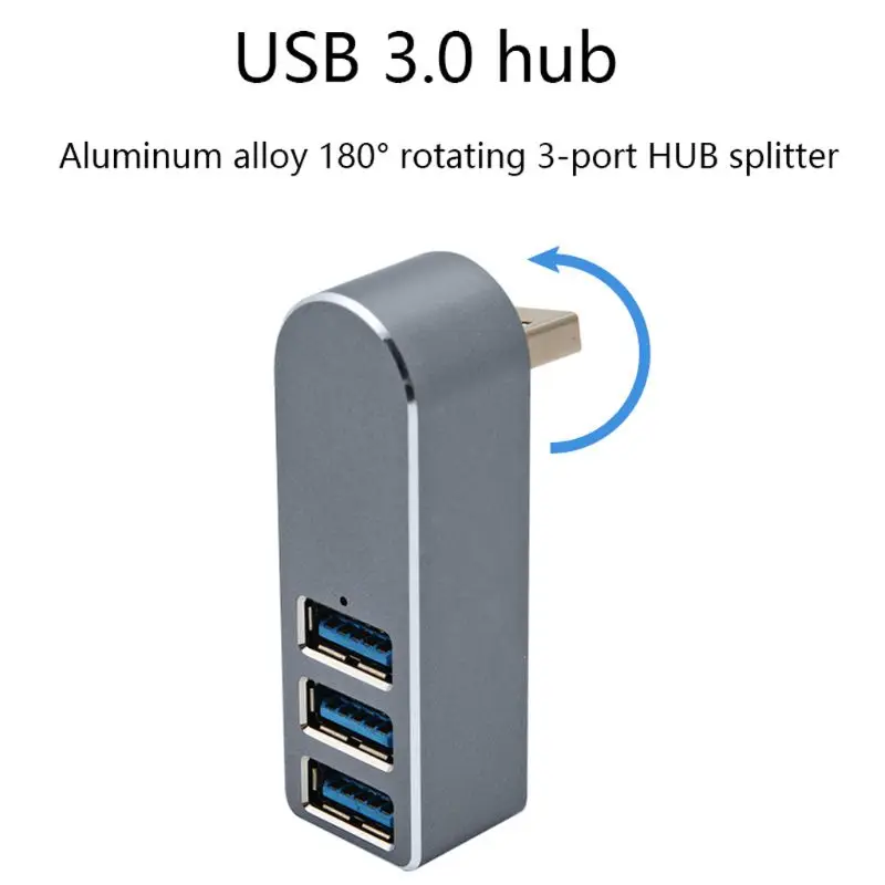

1 Pc Aluminum Alloy Mini 3 Port USB 3.0 Hub Rotary USB Splitter Adapter for PC Laptop