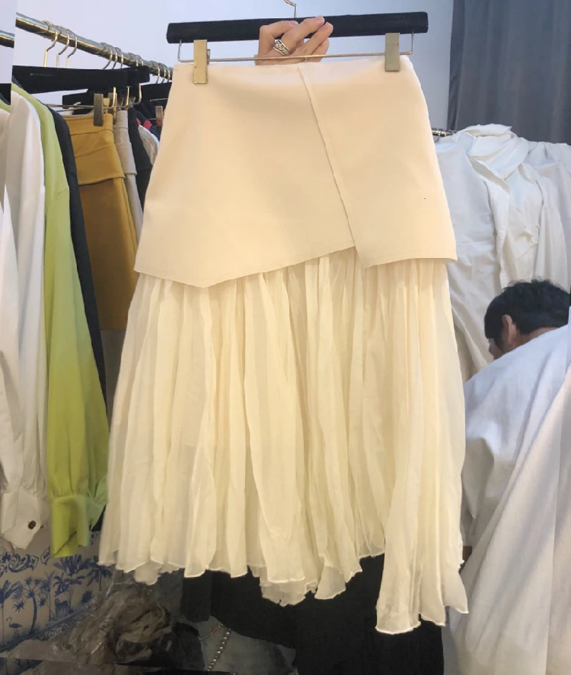 Корейский стиль 2020 весна и осень новые женские юбки модные однотонные хлопковые
