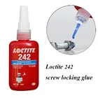 Клей Loctite 242 средней прочности для закручивания винтов, анти-скользящий анаэробный клей, клей для резьбы, клейкий антикоррозийный синий клей 50 мл