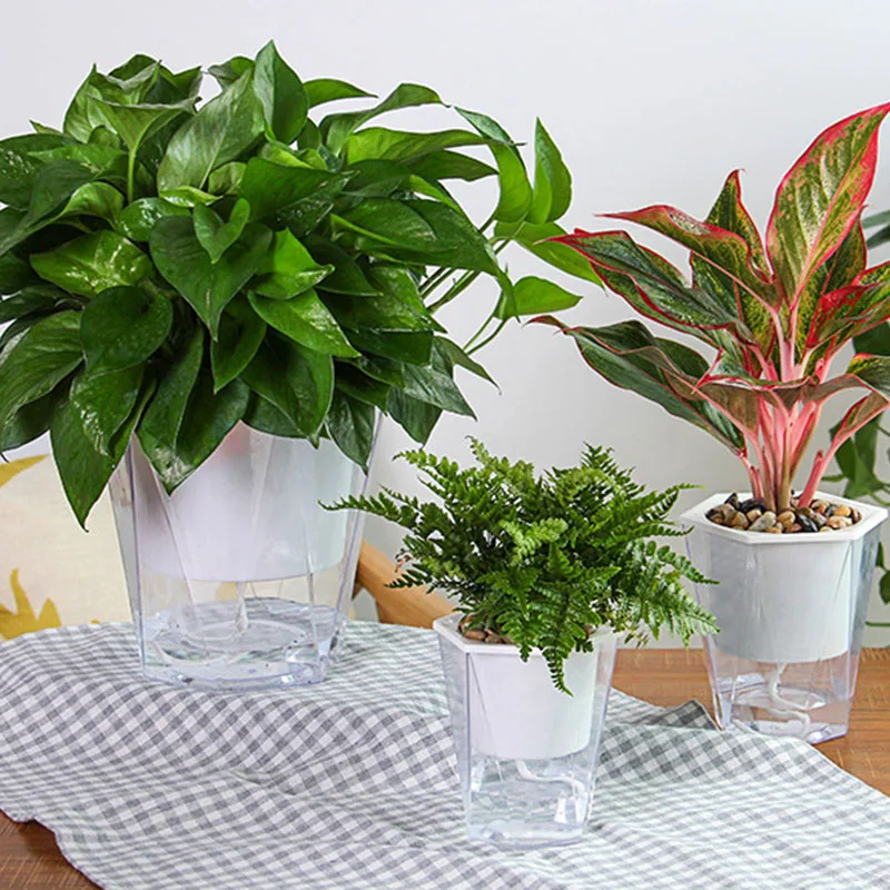 Горячий цветочный горшок для растений Прозрачный Горшок емкость хранения воды D6