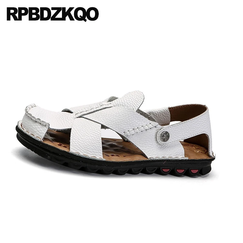 Шлепанцы мужские с закрытым носком дышащие сандалии гладиаторы натуральная кожа