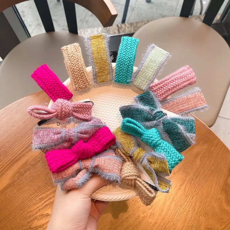 Заколка для волос зимняя женская заколка Пряжка ручной работы с вязаными цветами