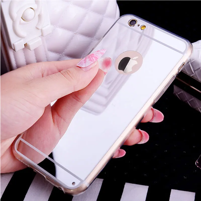 Роскошный блестящий зеркальный Мягкий чехол из ТПУ для iPhone 4 6 6S 7 8 Plus Ультратонкий