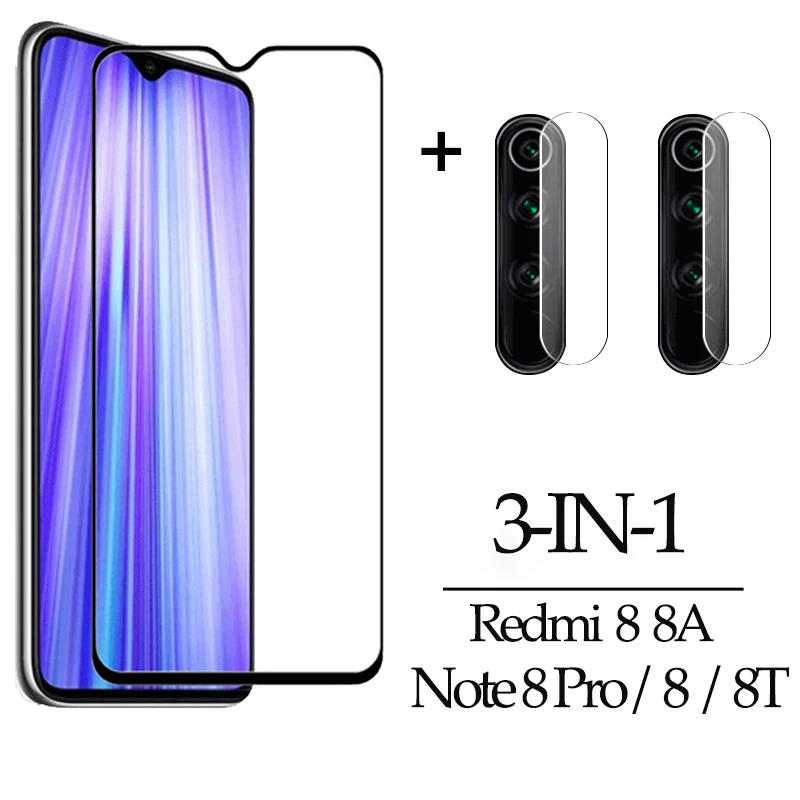 3 в 1 камера для защиты от солнца стеклянная пленка Redmi 8A Note 8 Pro T защита экрана Xiaomi