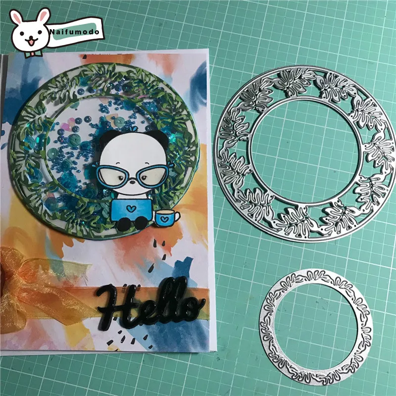 DiyArts ветка с листьями вложенный круглый металлический режущий Скрапбукинг