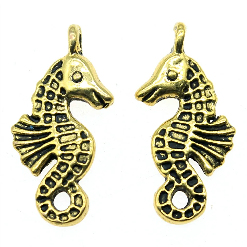 

10pcs Antique Gold Tone 0.9x0.4 inch (23x11mm) Seahorse Charms Pendant For Jewelry Making DIY Jewelry Findings