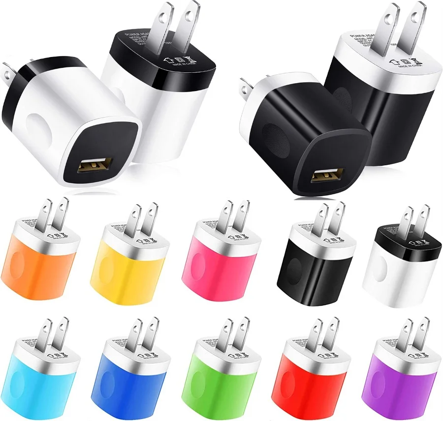 

10pcs/lot Colorful 5V 1A US AC Home Travel Wall Charger Adaptors For Iphone Samsung xiaomi android phone mp3 pc