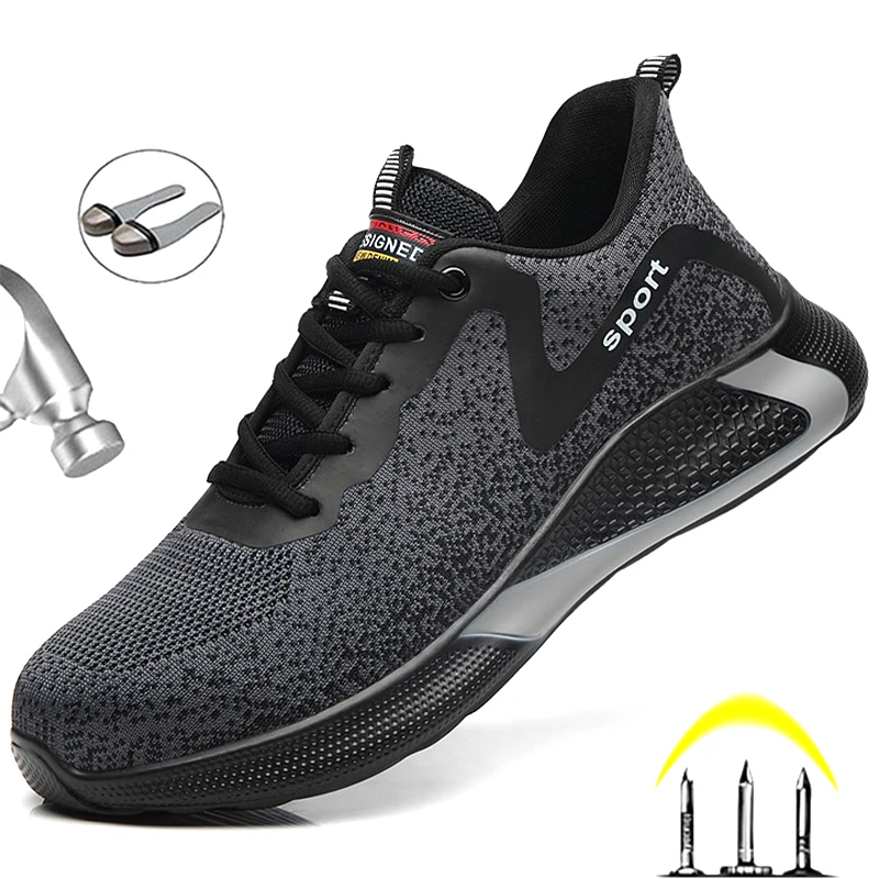 

Pop Safety Shoes Male Lightweight Men Boots Steel Toe Shoes Work Sneakers Men Casual Shoes Indestructible Safety Boots Footwear