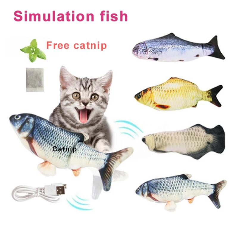 Игрушка для кошек рыба с электрической зарядкой от USB имитация рыбы кошачьей мяты