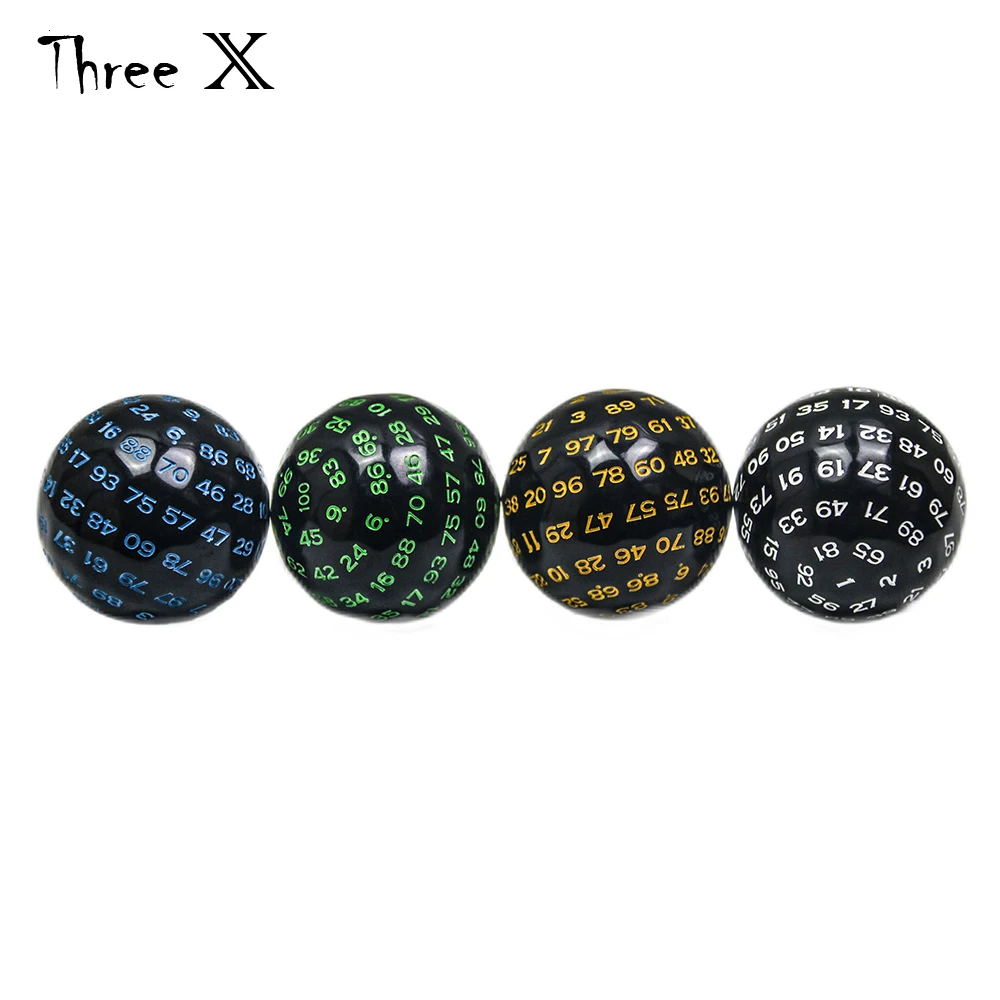 Многогранные игральные кости D100 однотонные черного цвета 49 мм с бархатной сумкой