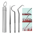 Зубочистки многофункциональные, из нержавеющей стали, с держателем, 3 шт.набор