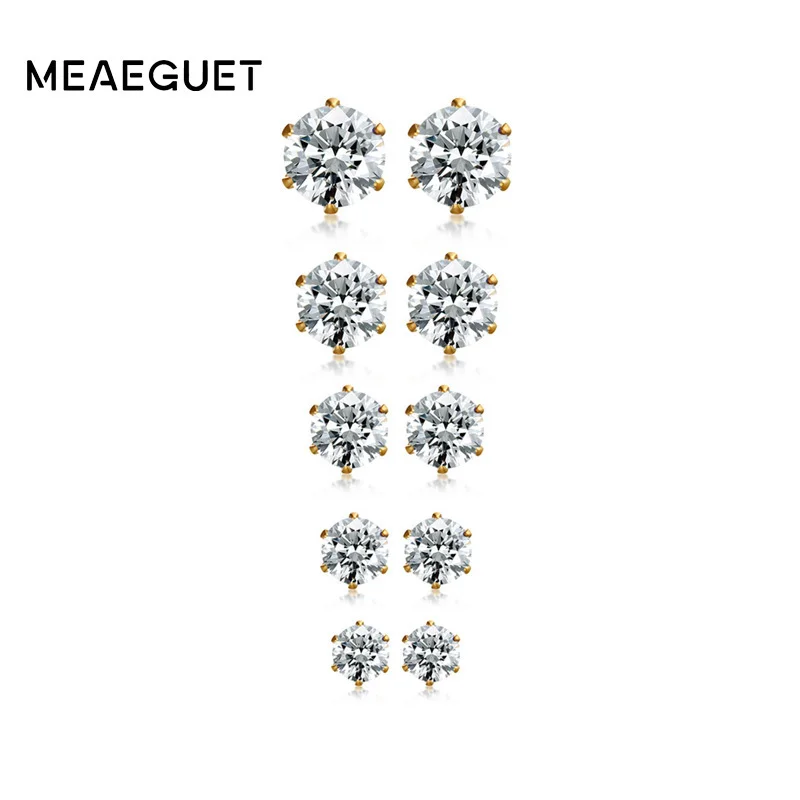 Meaeguet 5 пар в наборе круглые геометрические серьги гвоздики с кристаллами из