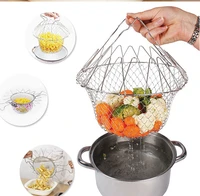 chef basket collapsible colander mesh basket kitchen accessories foldable steam rinse strain fry net kitchen cooking tool