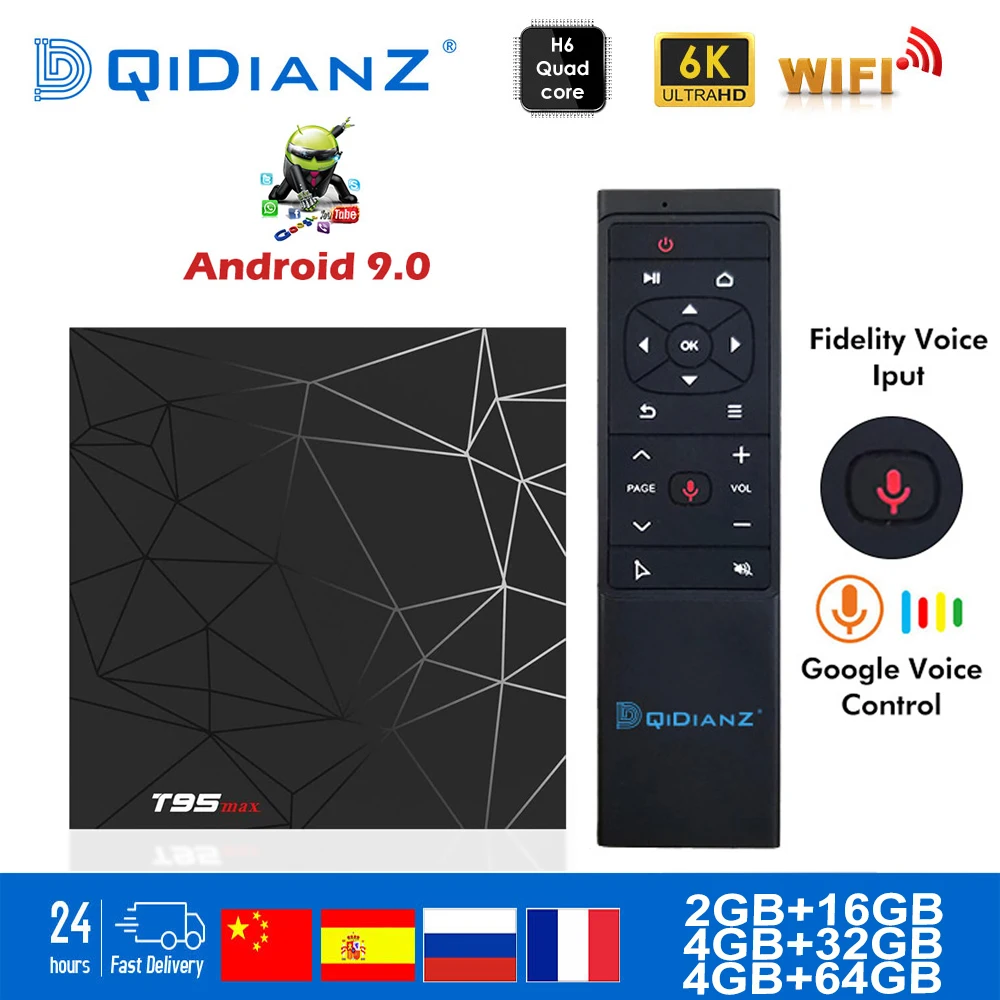 T95MAX Smart tv box Android 9,0 2,4G Wifi H6 четырехъядерный H.265 6K HD Netflix медиаплеер ТВ приемник игровой набор магазина-Top Box