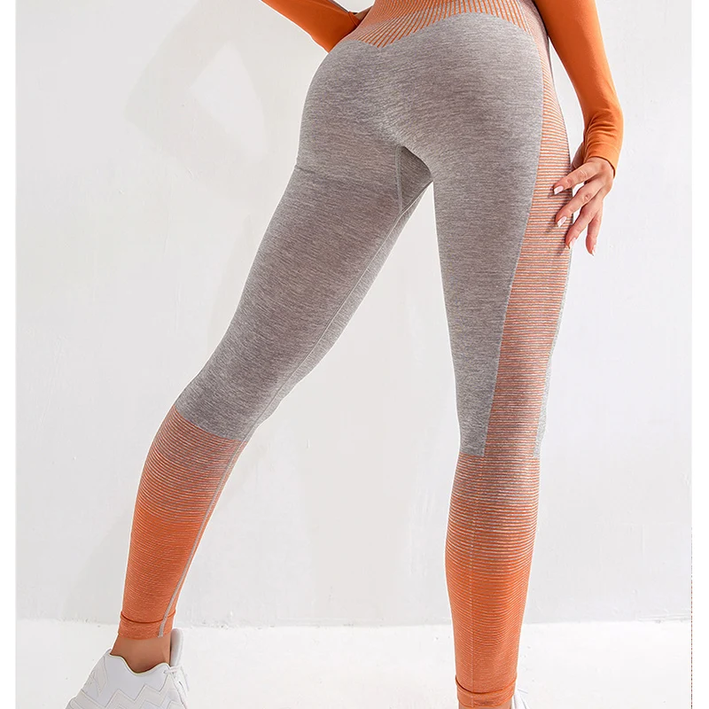 Штаны для фитнеса и йоги женские бесшовные леггинсы спортзала высокая талия
