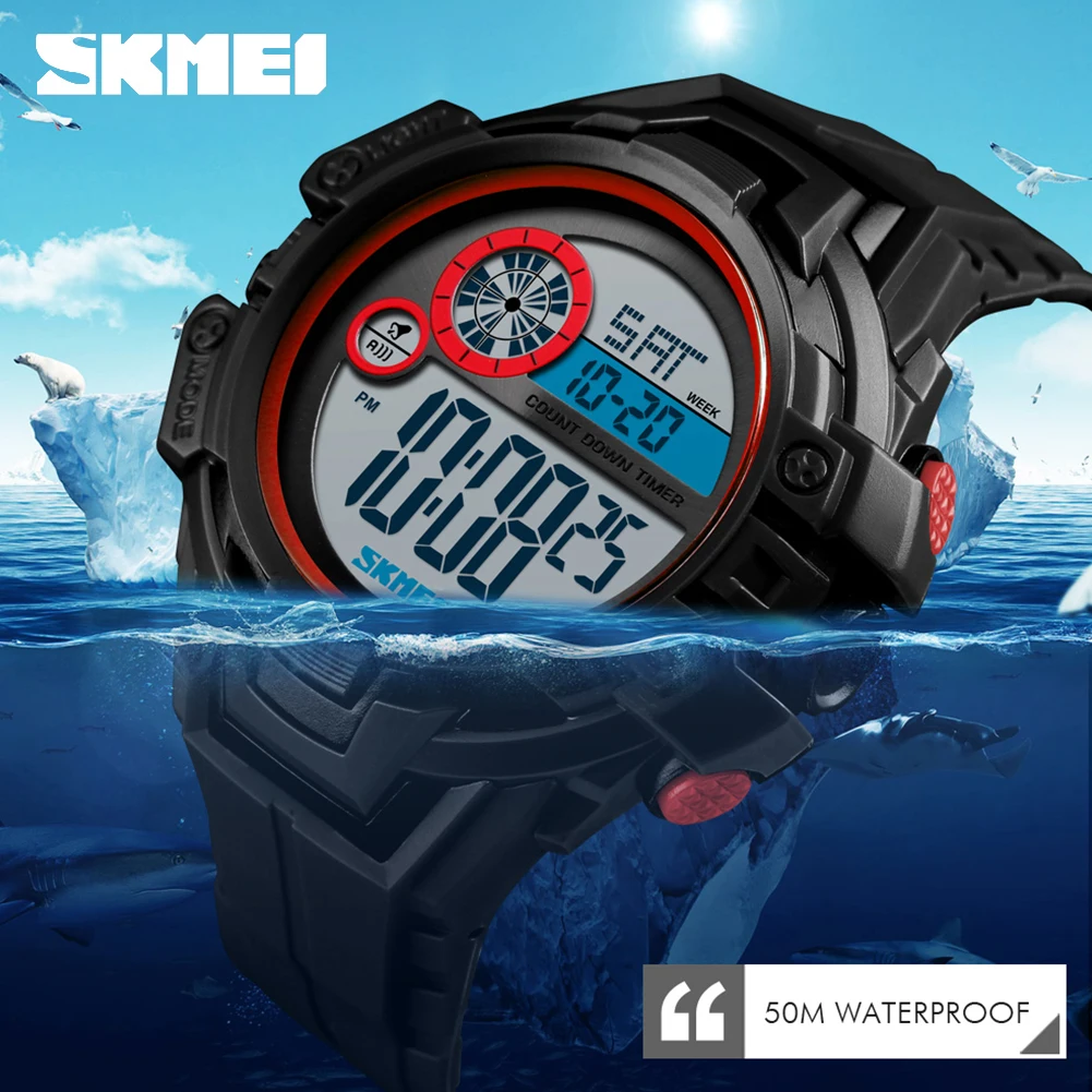 

SKEMI Brand Mens Watches LED Digital Outdoor Sports Watch For Men Wrist Watch Alarm Clock Waterproof Military Relogio Masculino