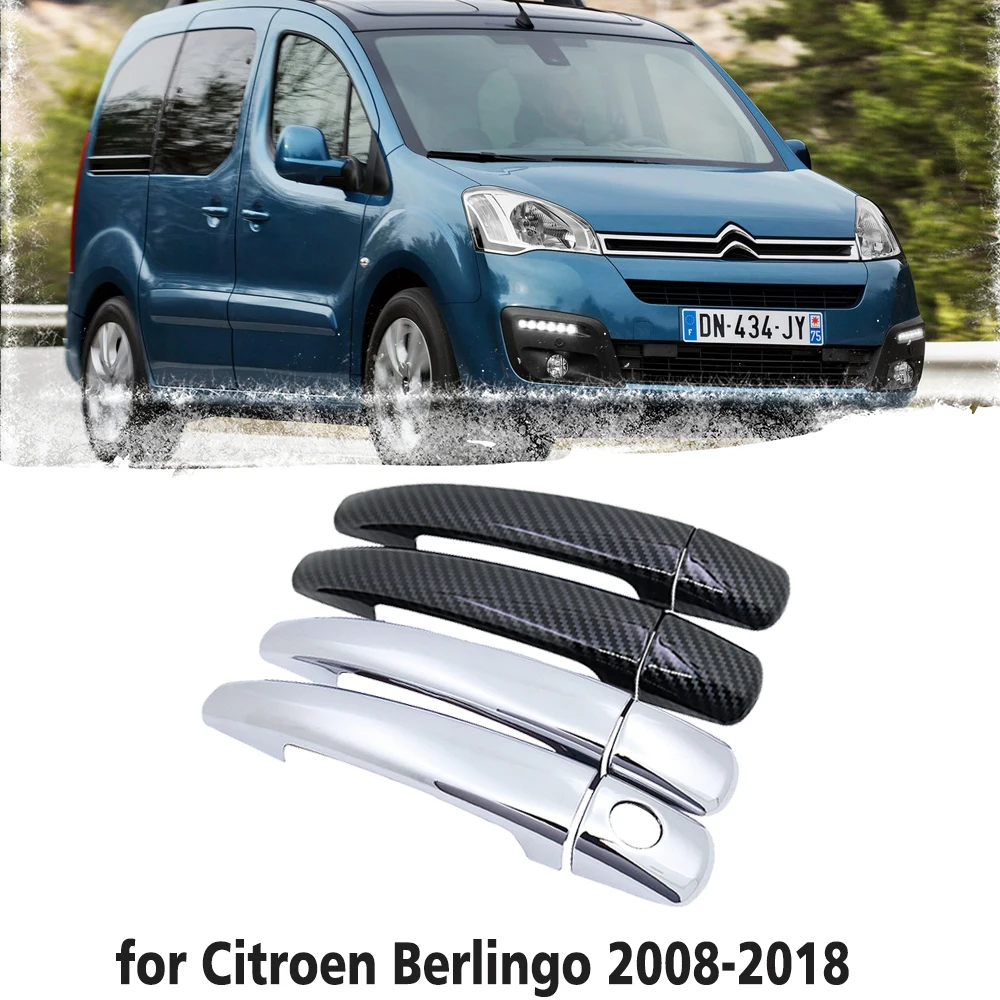 Carbon Fiber Car handle Or ABS Chrome Door Handles Cover for Citroen Berlingo 2008~2018 Car Accessories 2009 2010 2011 2012 2013