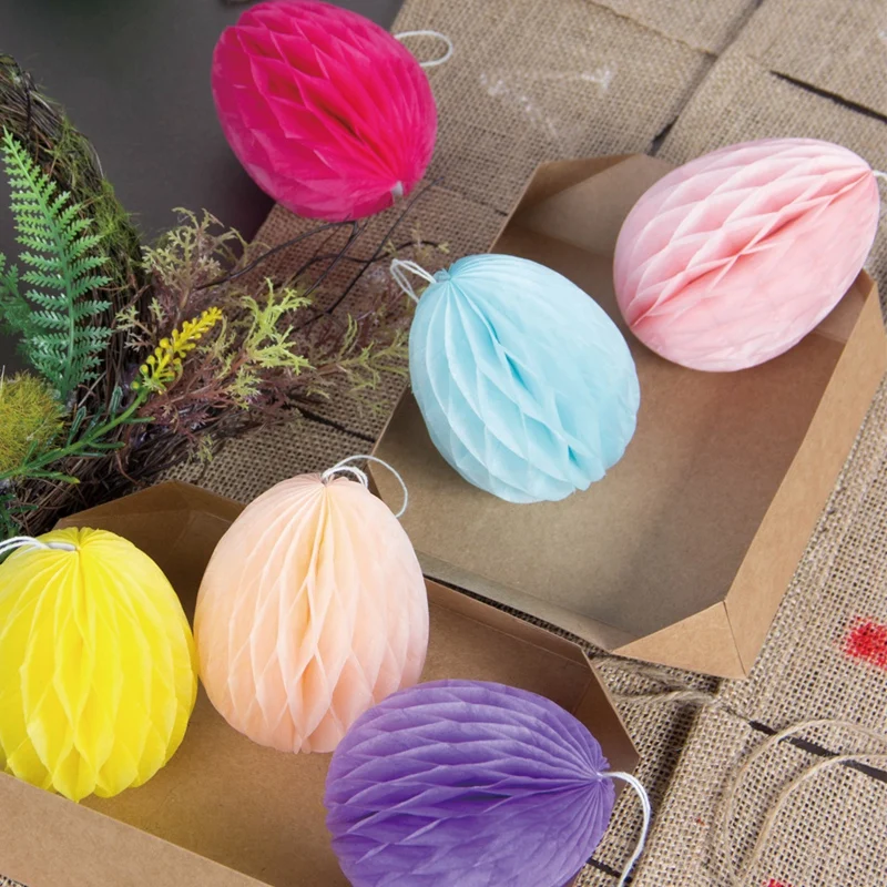 

14PCS Easter Egg Silhouette Hanging Decorations - Honeycomb Hanging Paper Balls Decorations-Easter & Party Decorations