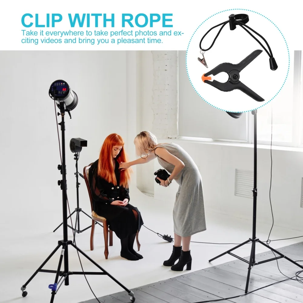 

4pcs Simple Vigorous Clips Durable Heavy Duty Clips Black Clips with 4pcs Ropes