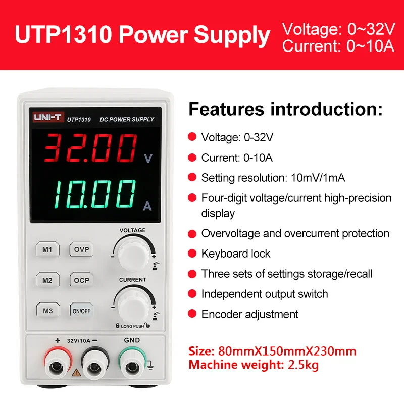 UNI-T UTP1310 источник питания постоянного тока 320 Вт тестер 4-разрядный дисплей