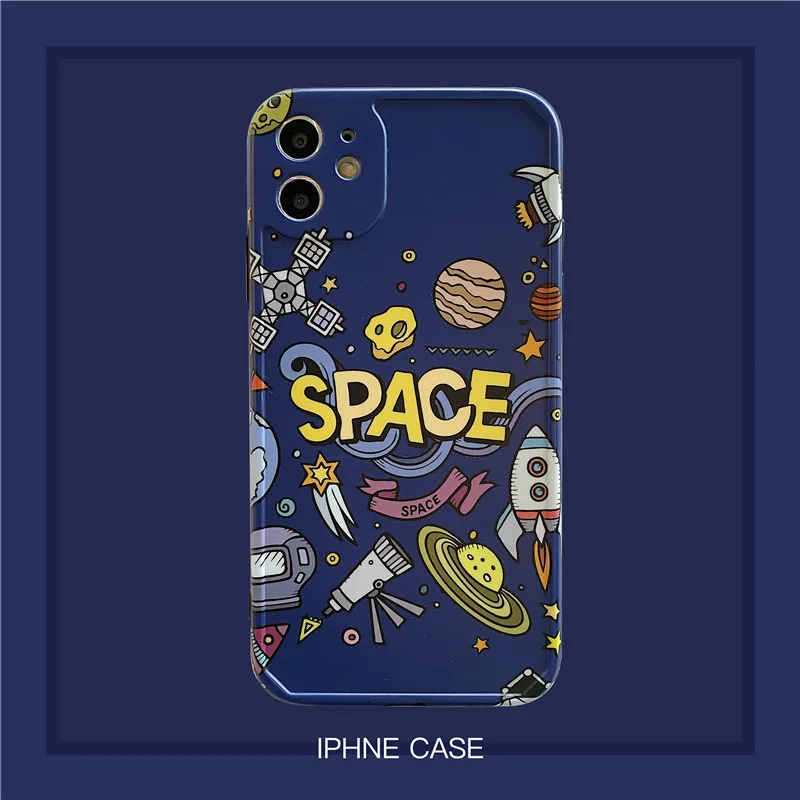 

Universe Space planet rocket Cute Phone Case For iPhone 11 Pro Max Xr Xs Max X case silicon cover for coque iphone 7 8 Plus case