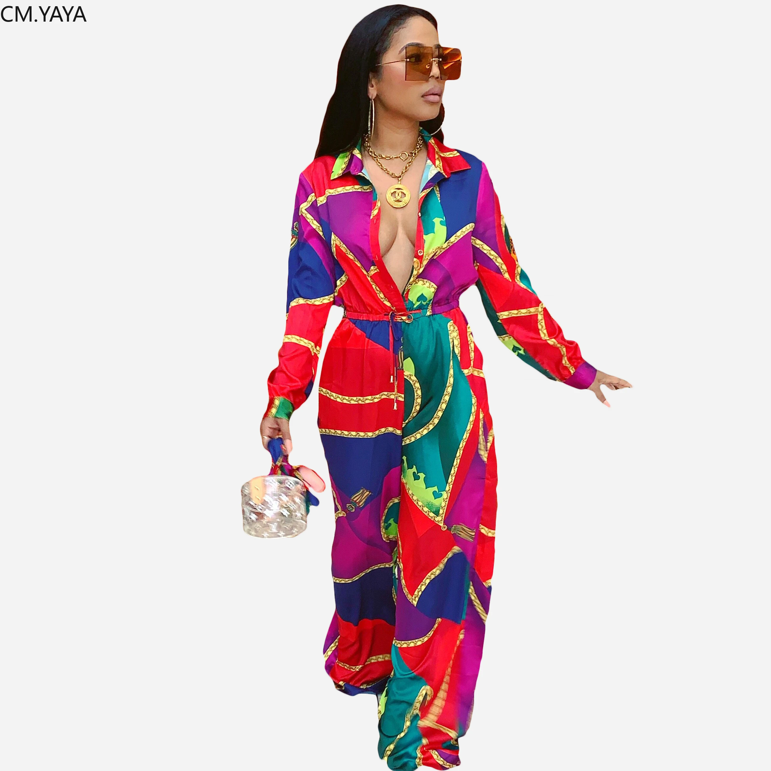 Женский комбинезон с длинным рукавом принтом цепей| |