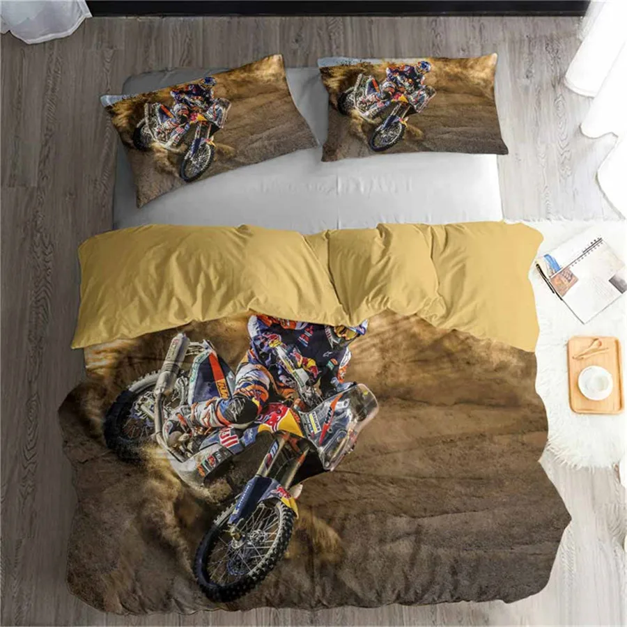 HELENGILI 3D Постельное белье с принтом &quotмотоцикл&quot постельное Bedcloth Наволочка на