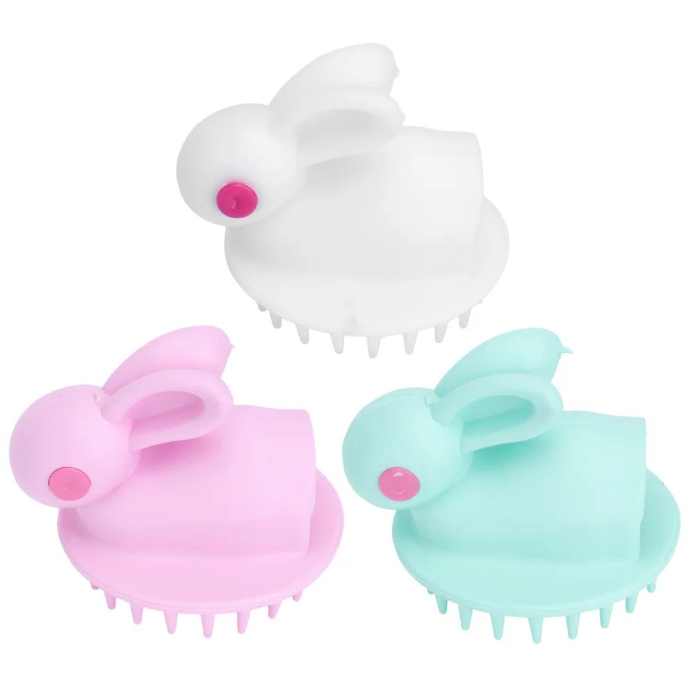 

3Pcs Scalp Massaging Brush Hair Washing Brush Rabbit Shaped Washing Hair Brush