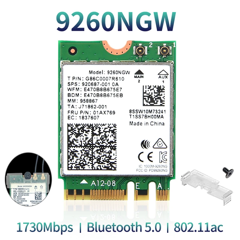 1730 Мбит/с Беспроводной 9260NGW Wi Fi сетевой карты для Intel 9260 AC 2 4 г/5 ГГц NGFF 802.11ac Bluetooth 5 0