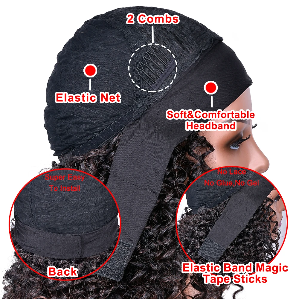 

Headband Long Curly Hair Wigs For Black Women Water Wave Natural Glueless Synthetic Heat Resistant Wig 16 Inch Annivia