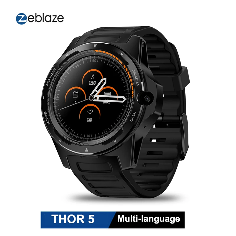 Смарт часы Zeblaze THOR 5 с двойной системой 4G Wi Fi Android IOS 1 39 дюймов экран AOMLED 454*454p x 2 ГБ + 16