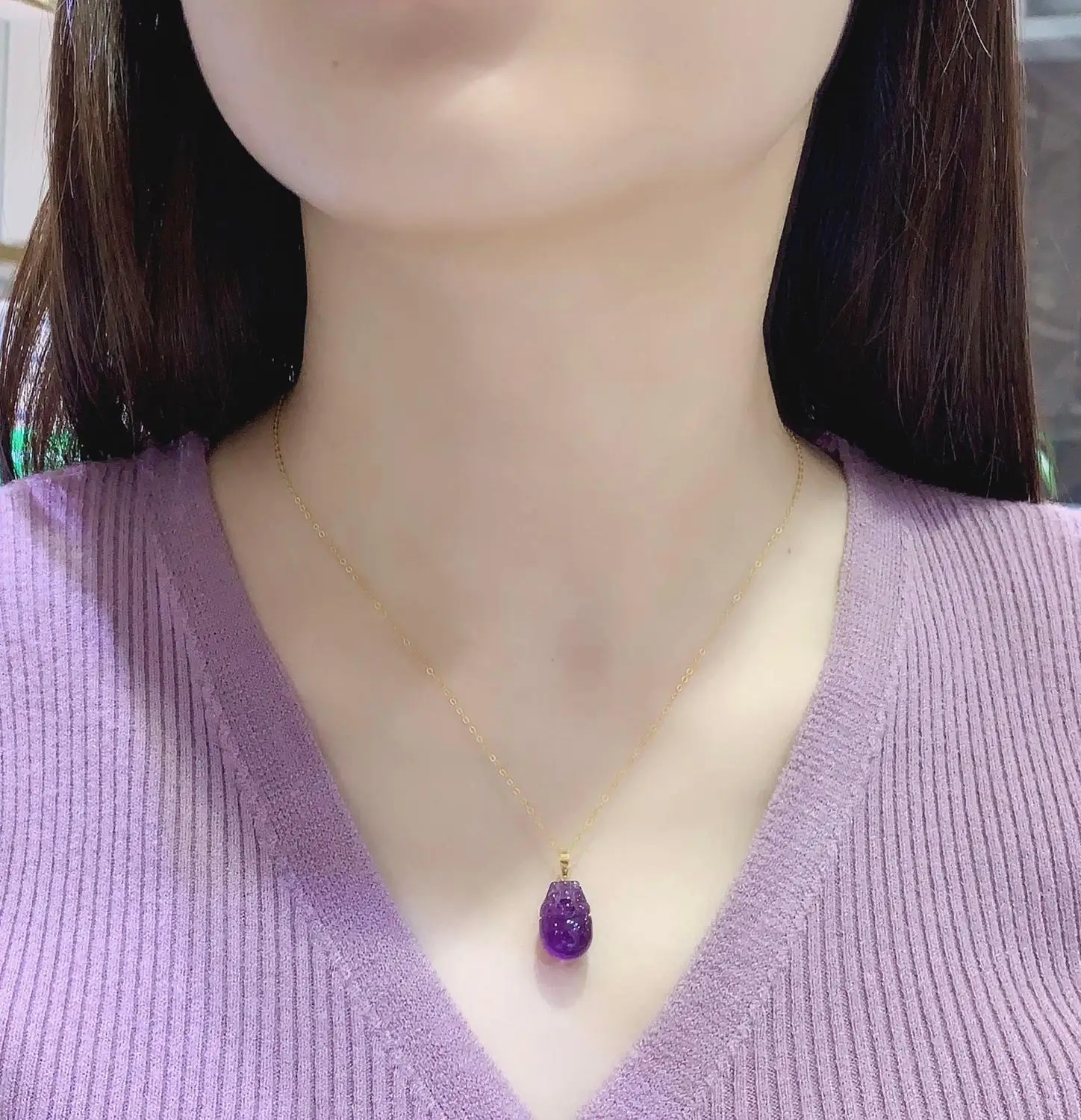 

shilovem 18k yellow piezoelectric amethyst Pendants fine Jewelry women trendy no necklace classic new gift mymz1115.5689z