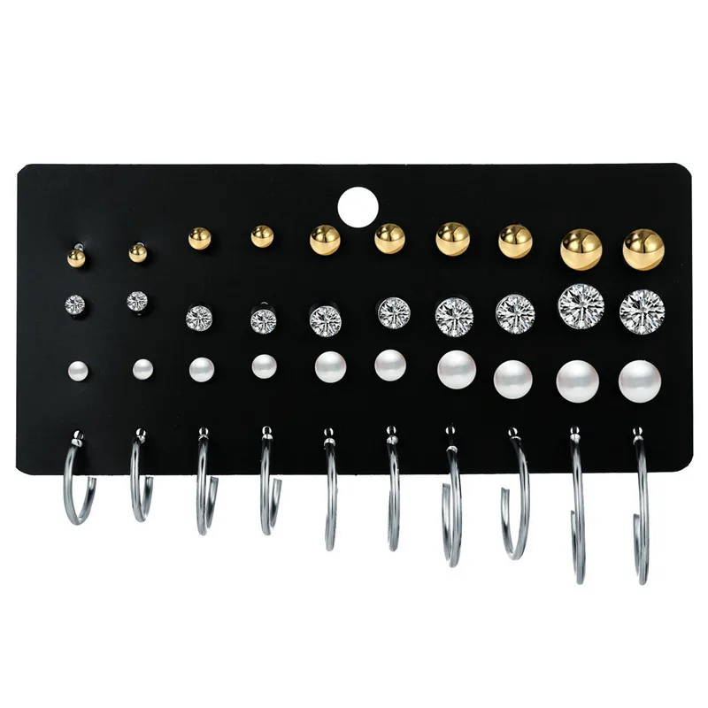 

20 пар/уп. модная обувь с украшением в виде кристаллов круглые бусины Стад серьги комплект ювелирных изделий для женщин и мужчин, круглые сер...