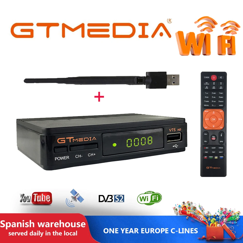 DVB S2 Gtmedia V7S HD 1080P цифровой рецептор спутниковый ТВ приемник smart tv Box Cline декодер Biss VU