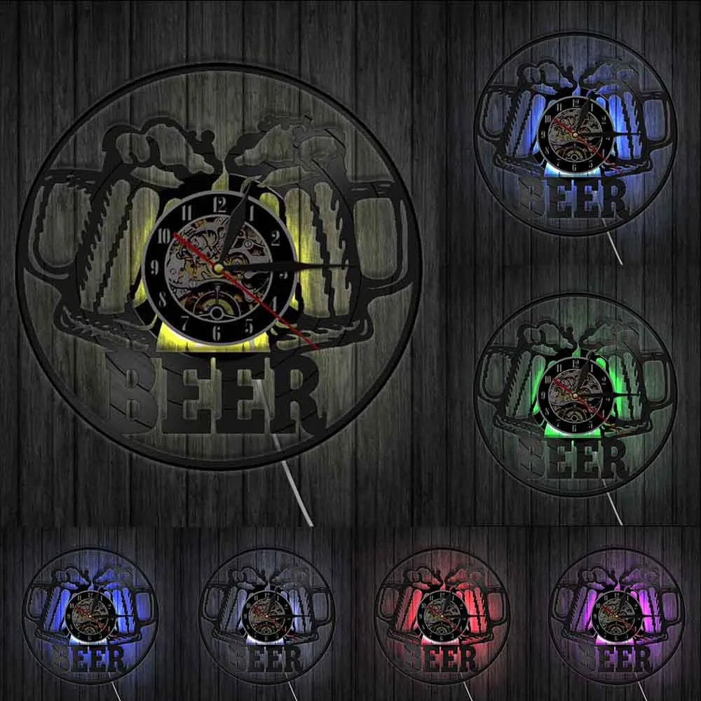 Настенные часы с виниловой пластиной It is Beer Drink декоративные цветные со