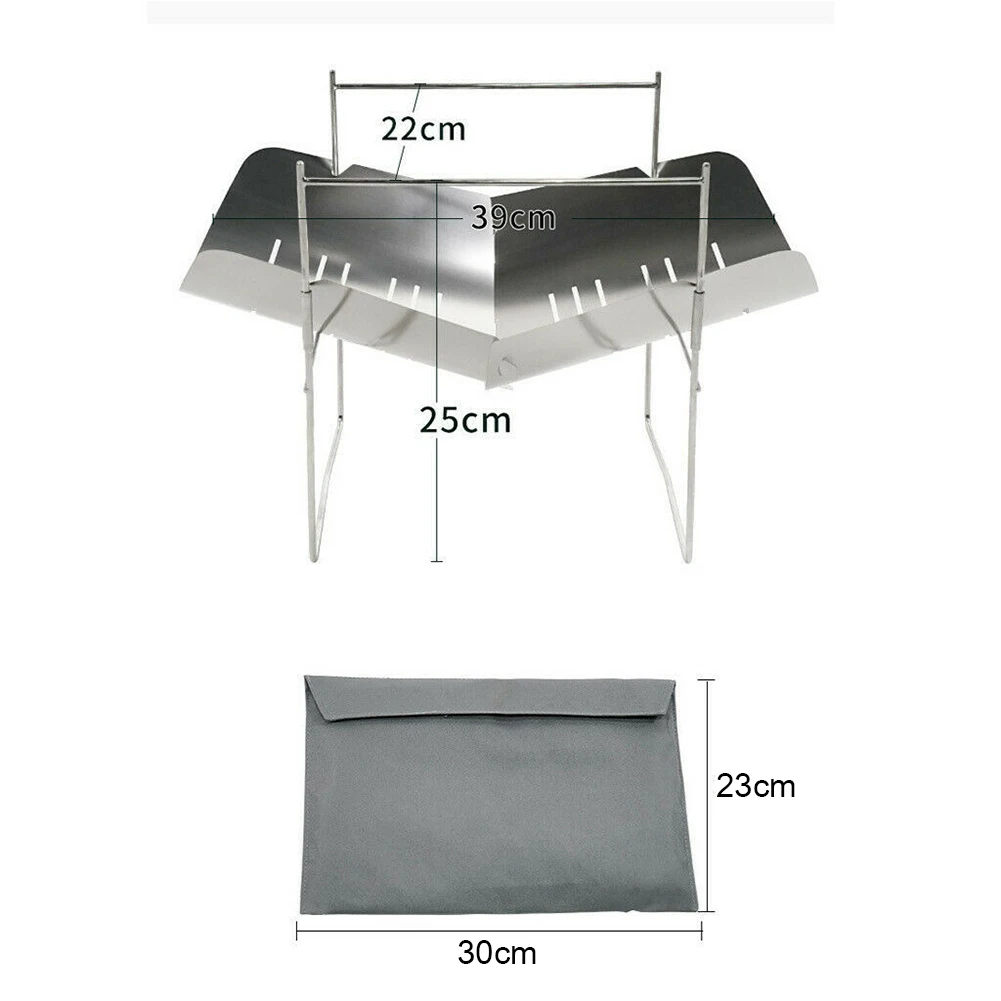 

Stainless Steel Folding Barbecue Grill Firewood Stand Outdoor Camping Hunting Bonfire Cooking Stove