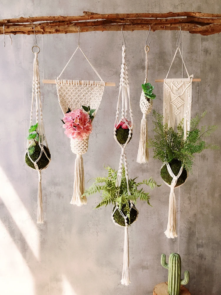 

Hanging Baskets 100% Handmade Plant Holder Macrame Plant Hanging Flowerpot Net Hanger for Wall Decoration Hanging Planter