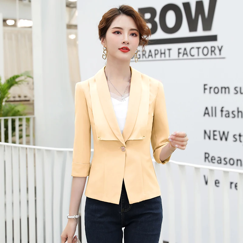 

Elegant Pink Half Sleeve Formal OL Styles Women Blazers Jackets Coat Business Work Wear Ladies Office Professional Blaser Tops