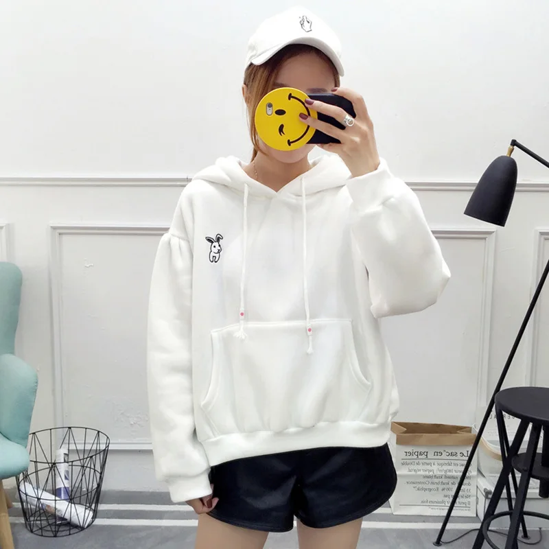 Kawaii Кролик толстовки с ушами Толстовки Для женщин Повседневное свободные